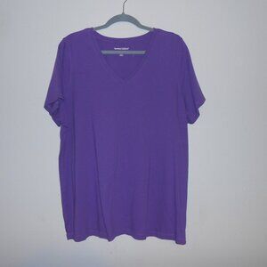 Woman Within purple short sleeve V neck tee top Women's Plus size 1X